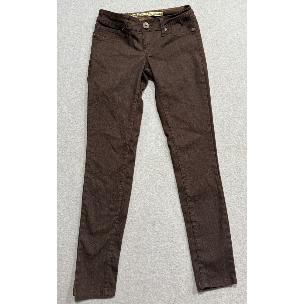 Dollhouse Ladies Dark Brown Stripe Texture Tapered Leg Jeans/Pants Sz 5